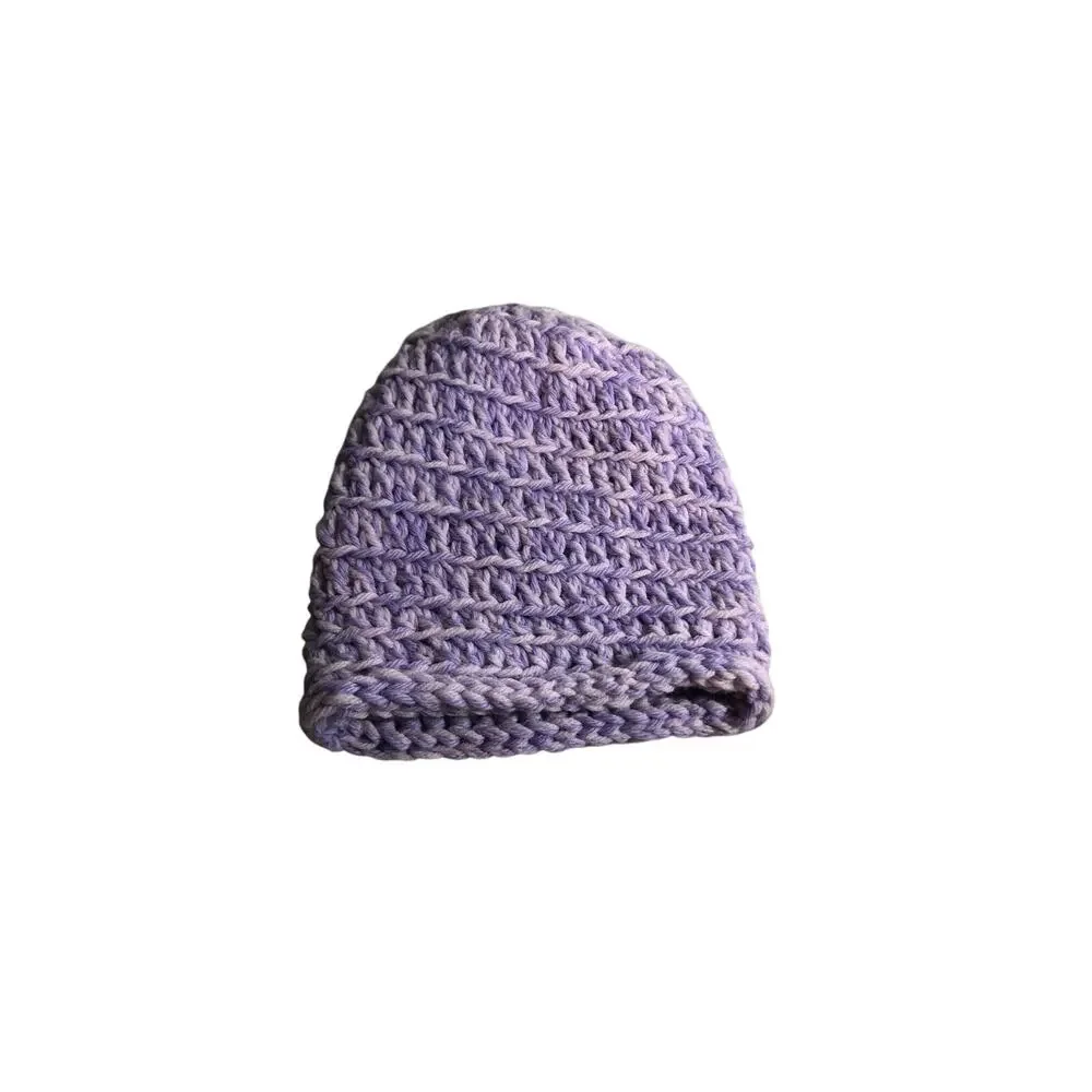Knit Beanie Cap Light Purple Handcrafted Hat Sock Womens Winter Toboggan OSFM